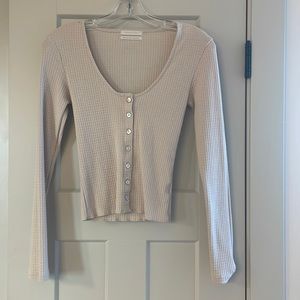 Urban Outfitters Cropped Waffle Long Sleeve